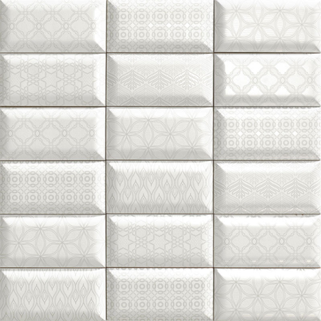 Luxor blanc brillant 10X20 cm carrelage Effet Metal