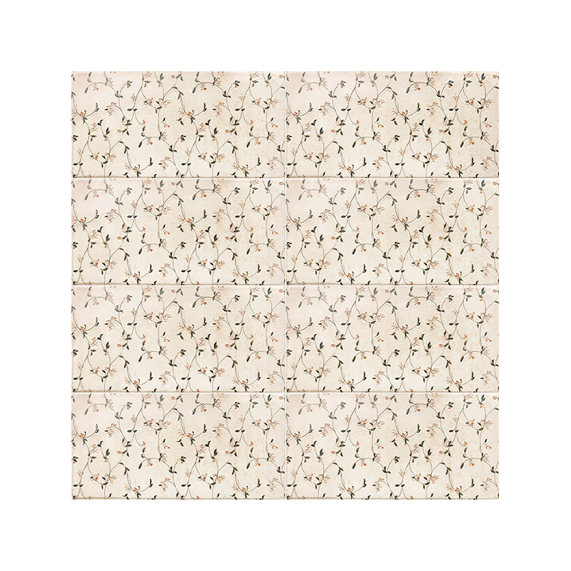 Décor Minerva beige brillant 15X30 cm carrelage Effet Craquelé