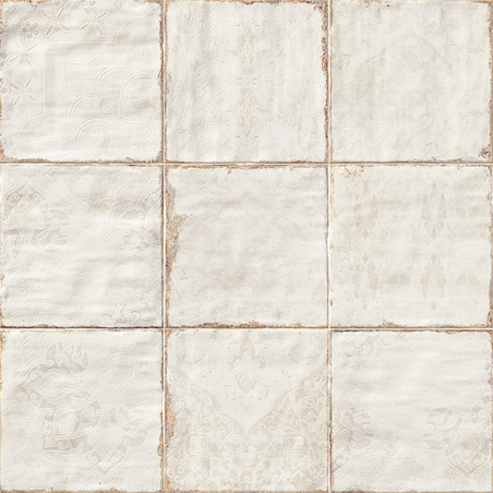 Décor Tirreno blanc satiné 20X20 cm carrelage Effet Céramique