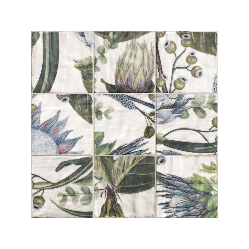 Décor Protea multicouleur brillant 20X20 cm carrelage Effet Traditionnel