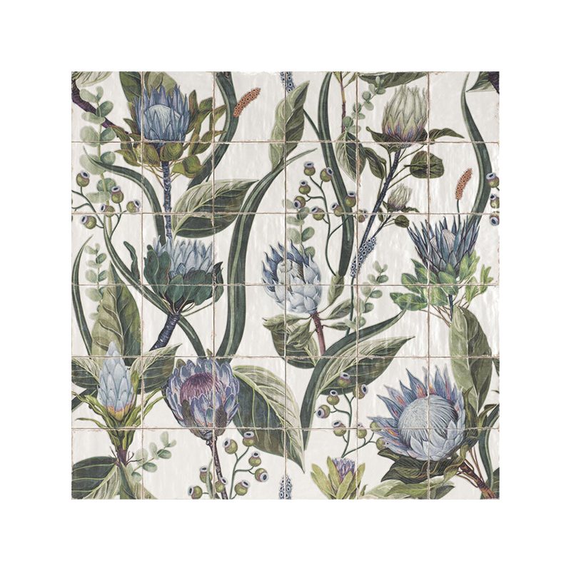 Mural Protea multicouleur brillant 120X120 cm carrelage Effet Traditionnel