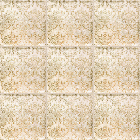 Décor Daman beige brillant 20X20 cm carrelage Effet Pierre