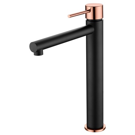 Imex mitigeur lavabo avec bec haut noir série or rose milos stick