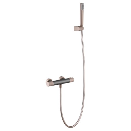 Imex Line-serie thermostatische douche in mat grijs en champagnekleur