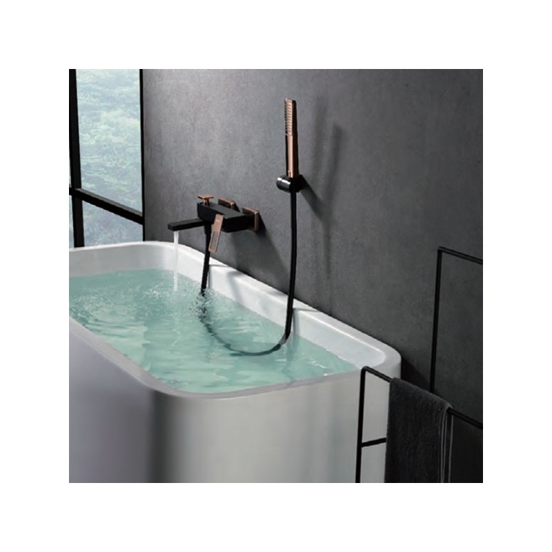 Imex robinet de bain et douche série Sweden coloris noir et or rose