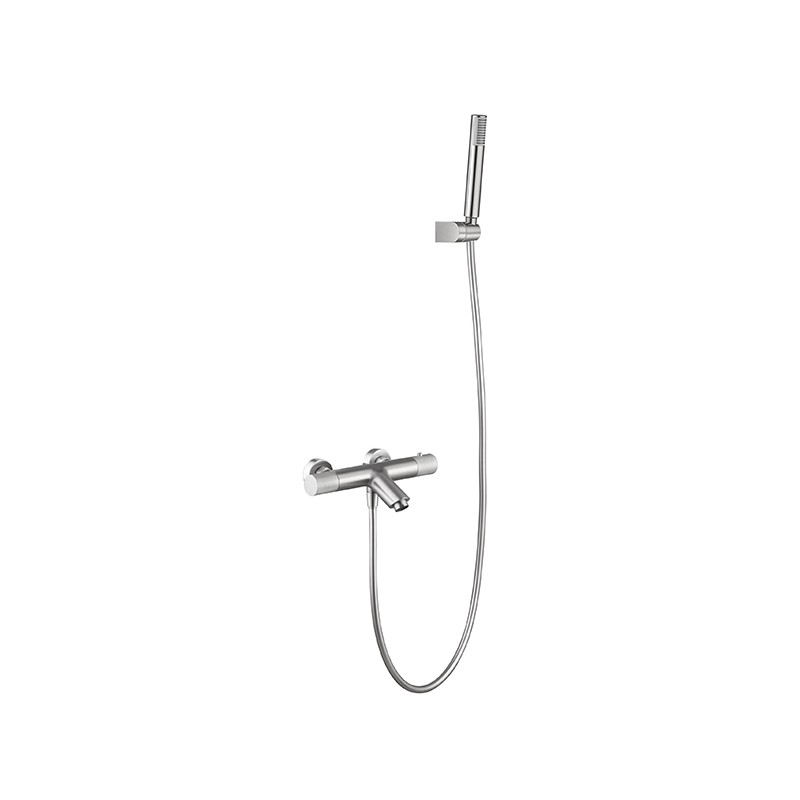 Imex robinet thermostatique pour bain et douche série Line coloris nickel brossé