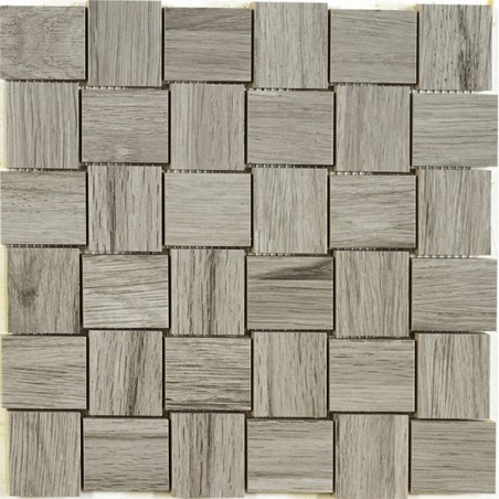 Ceylon NPLUS Grijs Glans 30X30 cm mozaïek hout effect