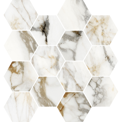 Mosaïque Barnaby hexagonale blanc poli 28,3X26,5 cm Effet Marbre