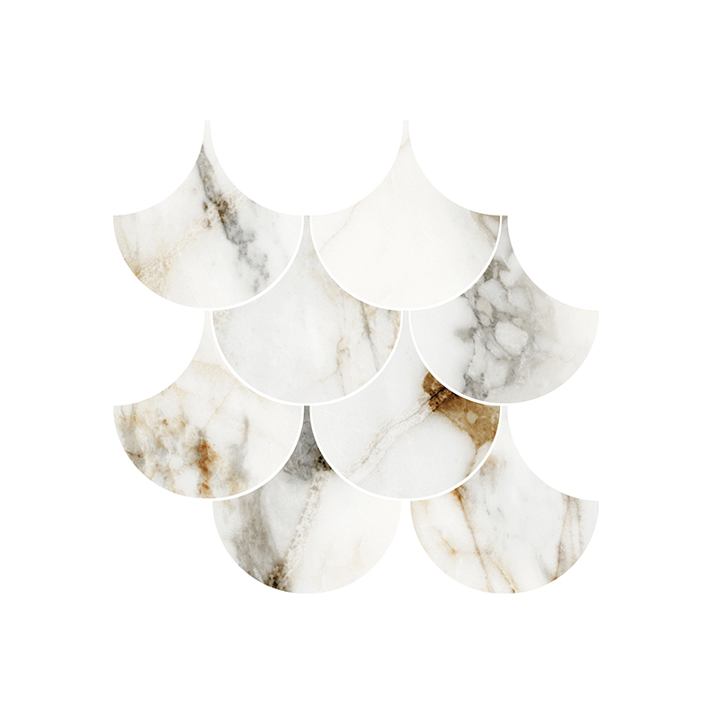 Mosaïque Escama Barnaby blanc poli 28X29 cm Effet Marbre