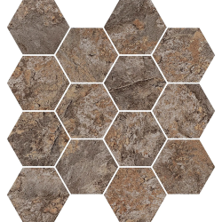 Mosaïque Ardesia hexagonale oxyde mat 28,3X26,5 cm Effet Pierre