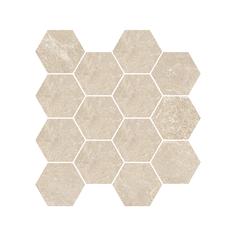 Mosaïque Tempo hexagonale nature mat 28,3X26,5 cm Effet Pierre