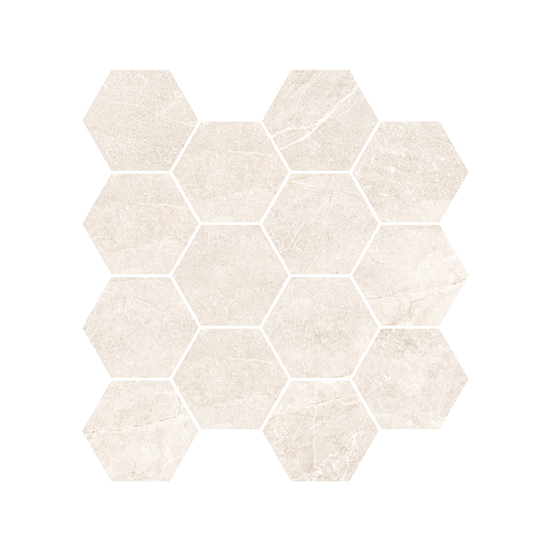 Mosaïque Tempo hexagonale cotton mat 28,3X26,5 cm Effet Pierre