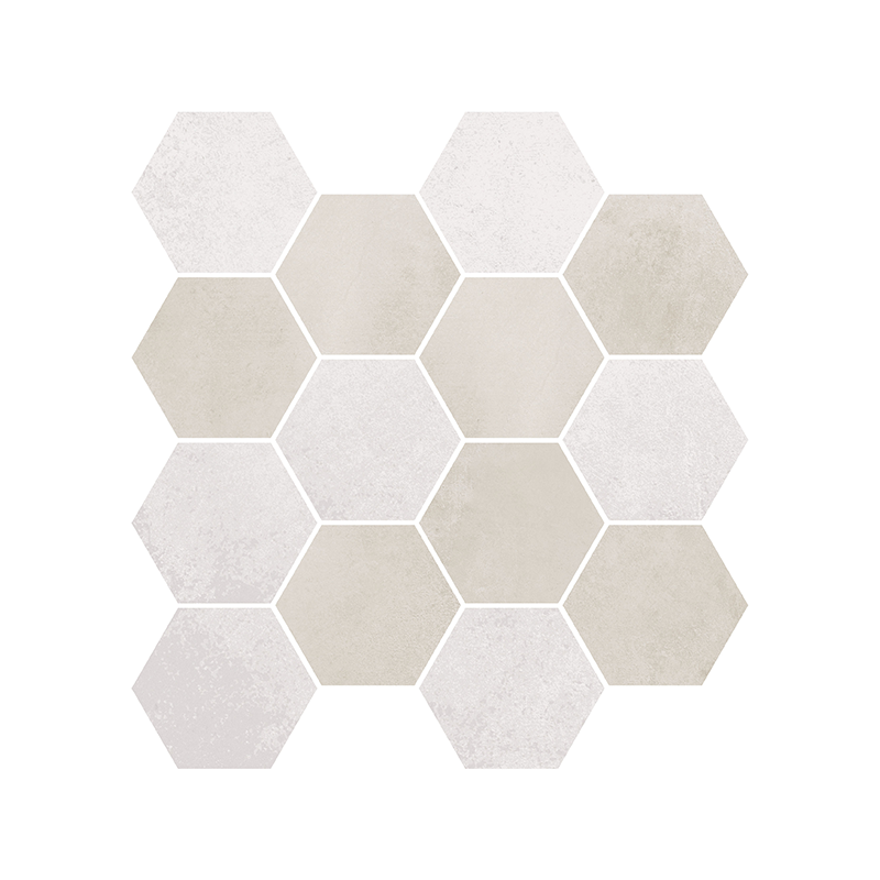 Mosaïque Madox hexagonale blanc-arena mat 28,3X26,5 cm Effet Ciment