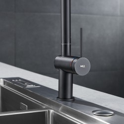 Imex robinet de cuisine monocommande rétractable noir mat série berna