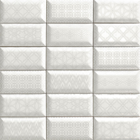 Luxor blanc brillant 10X20 cm carrelage Effet Bombato